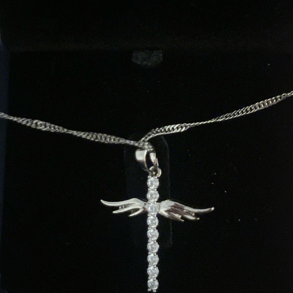 Angel wing cross necklace